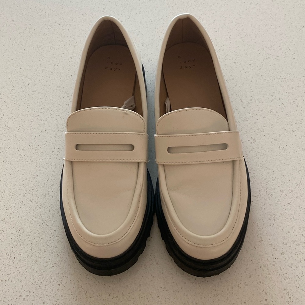White Lug Sole Loafers